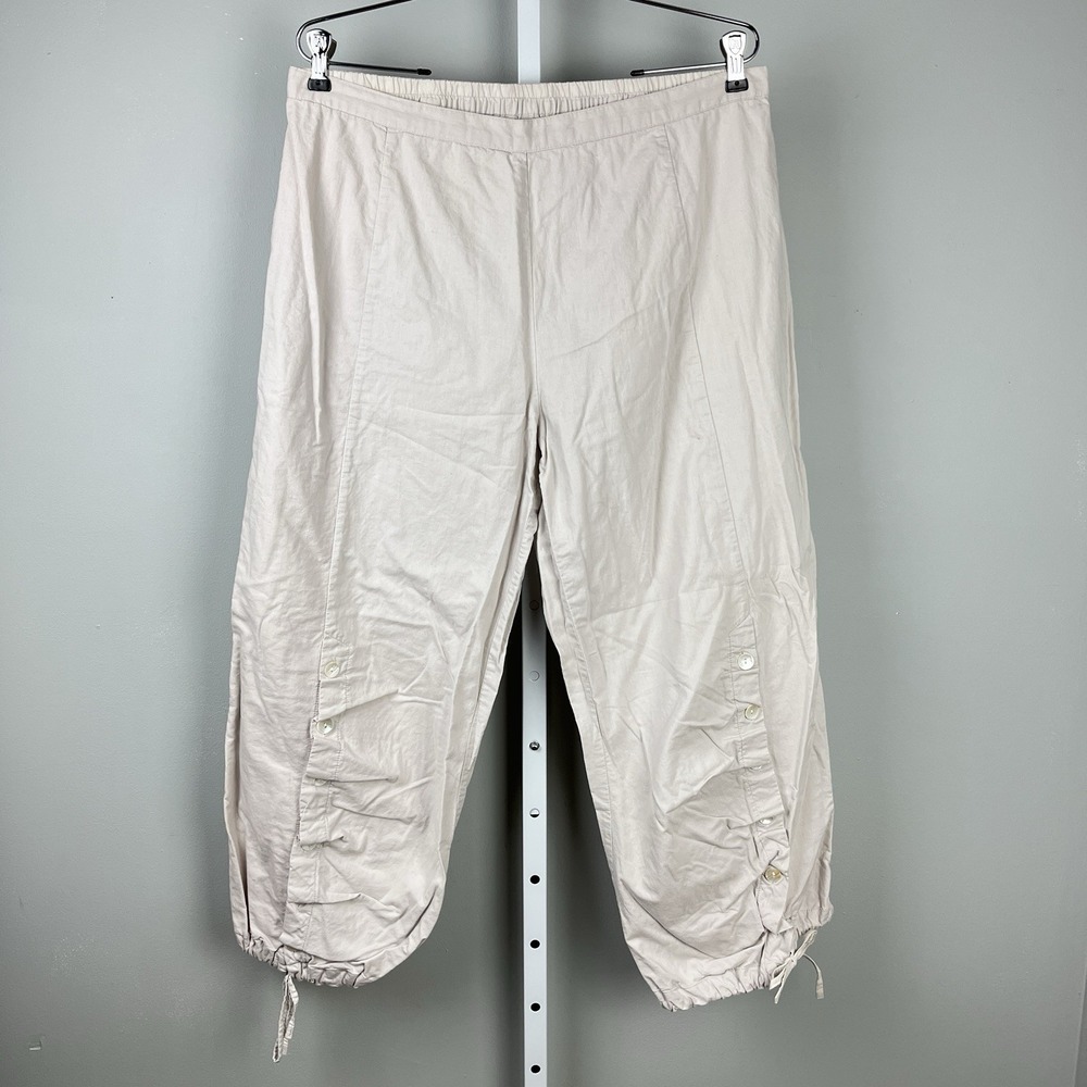 Tulip Clothing Scooter Pants Womens L Baggy Lagenlook Cream Ivory Pull On‎